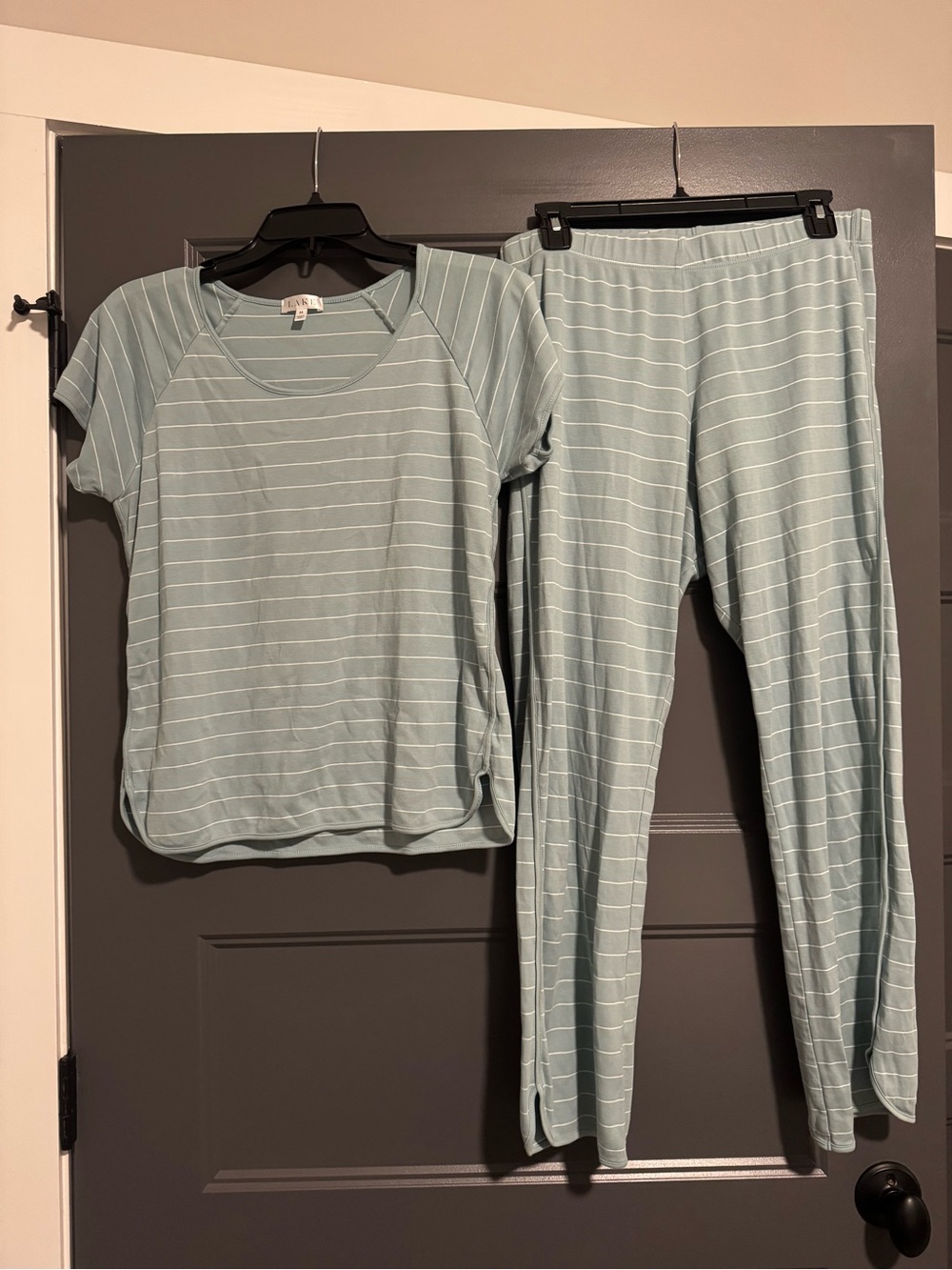 Women’s LAKE Striped Pajama Set - Short Sleeve Top & Pants